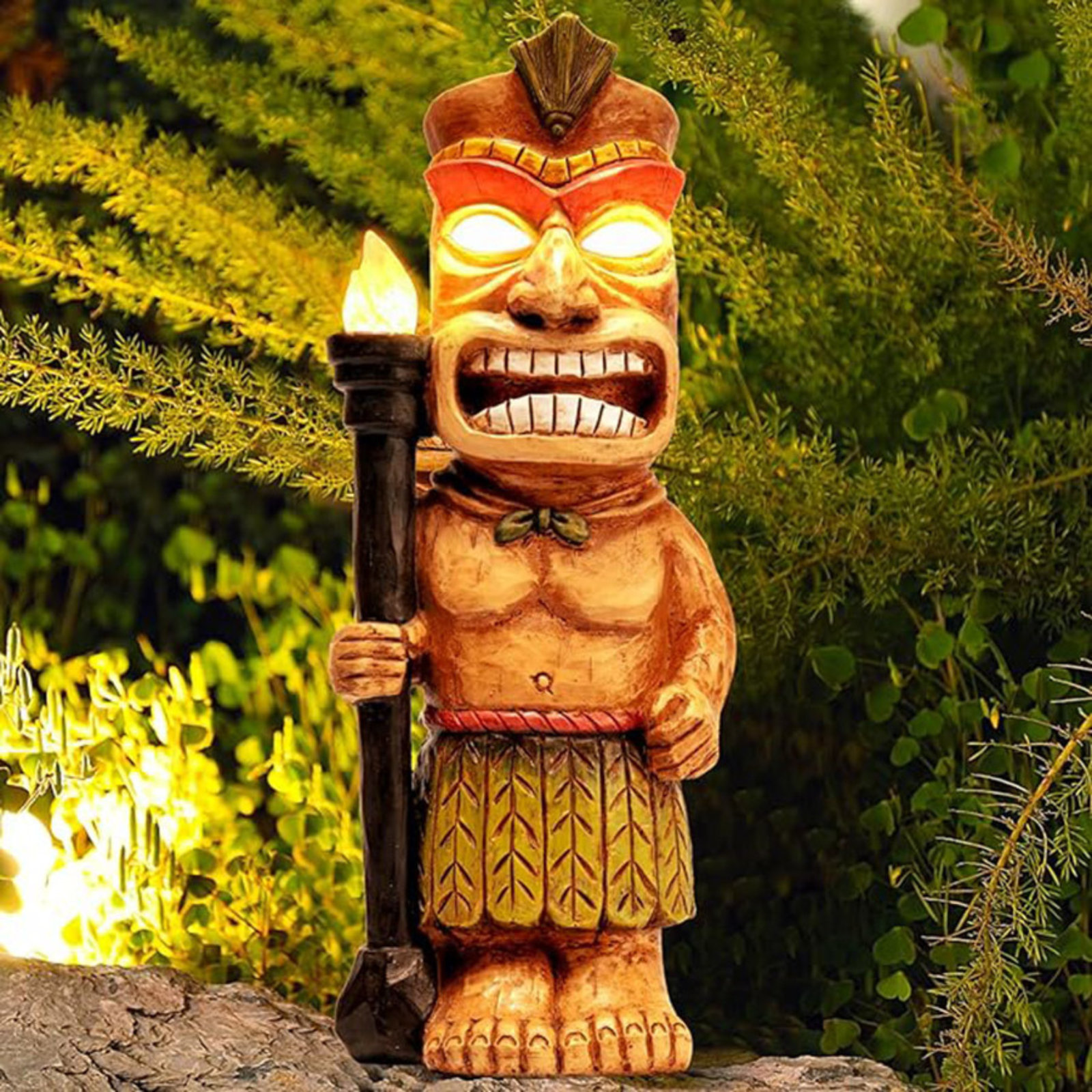 Trinx Outdoor Tiki Statue Garden Decoration: Solar Powered Tiki